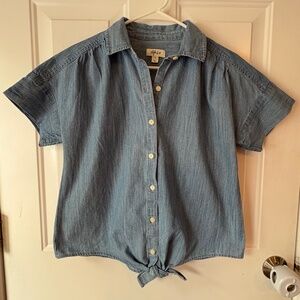Style & Co. Denim Short Sleeve Button Up Shirt Size S